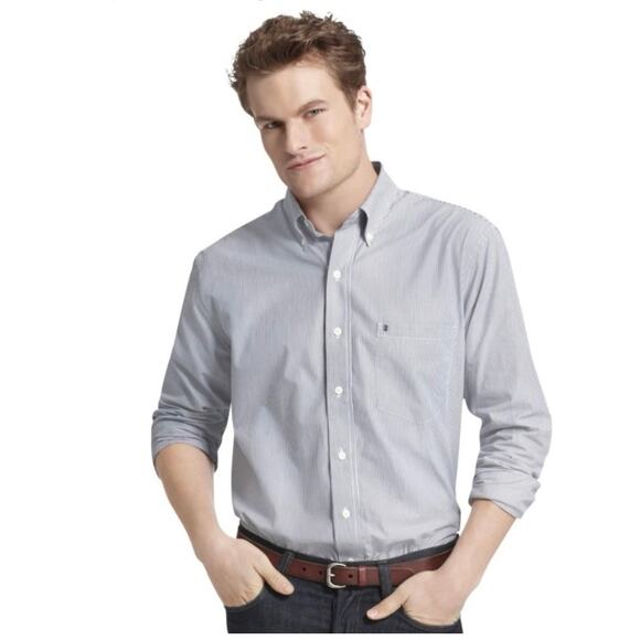 Izod Other - IZOD Men’s Blue White Striped Button-Down Shirt Size XL –Long Sleeve 100% Cotton